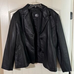 Lee-Cobb Classic Black Leather Jacket - Women's Blazer Style